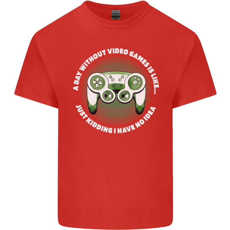 Without Video Games Funny Gaming Gamer Mens Cotton T-Shirt Tee Top Red