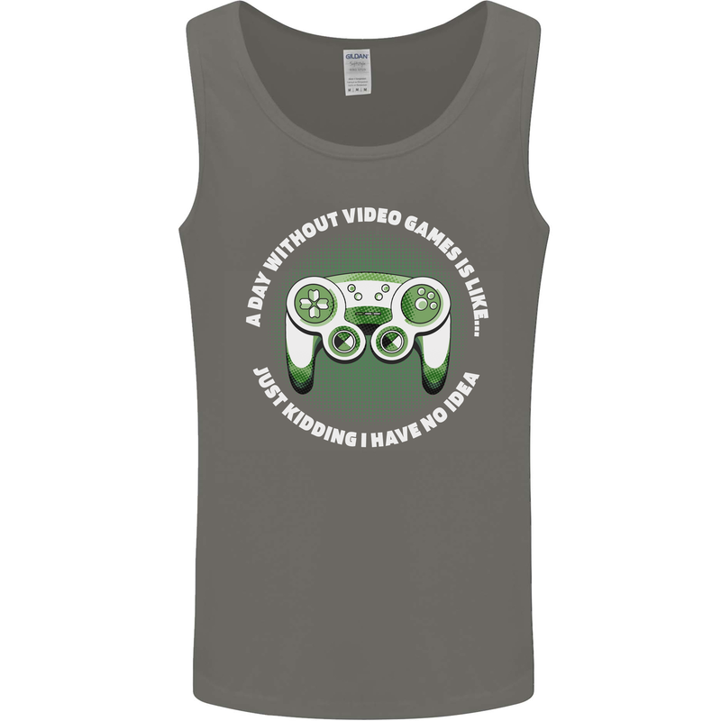 Without Video Games Funny Gaming Gamer Mens Vest Tank Top Charcoal