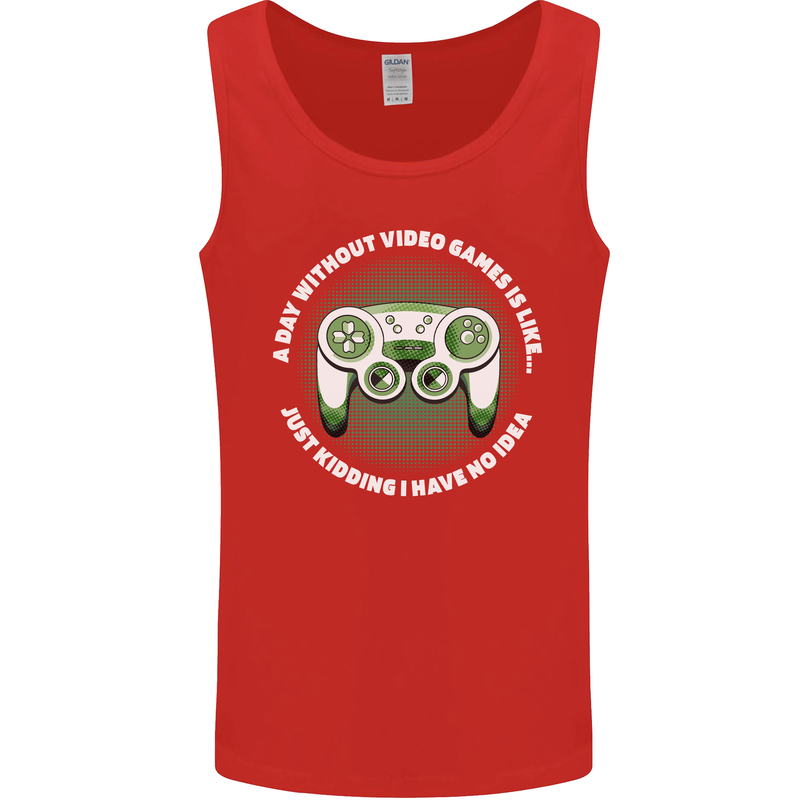 Without Video Games Funny Gaming Gamer Mens Vest Tank Top Red