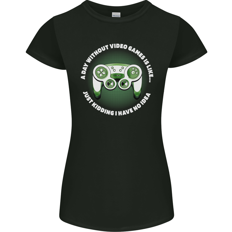 Without Video Games Funny Gaming Gamer Womens Petite Cut T-Shirt Black