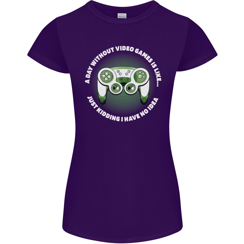 Without Video Games Funny Gaming Gamer Womens Petite Cut T-Shirt Purple