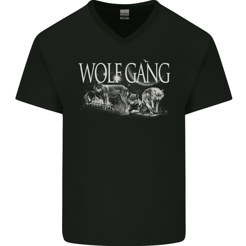 Wolf Gang Werewolves Wolves Mens V-Neck Cotton T-Shirt Black