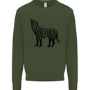 Wolf Tree Animal Ecology Kids Sweatshirt Jumper Forest Green