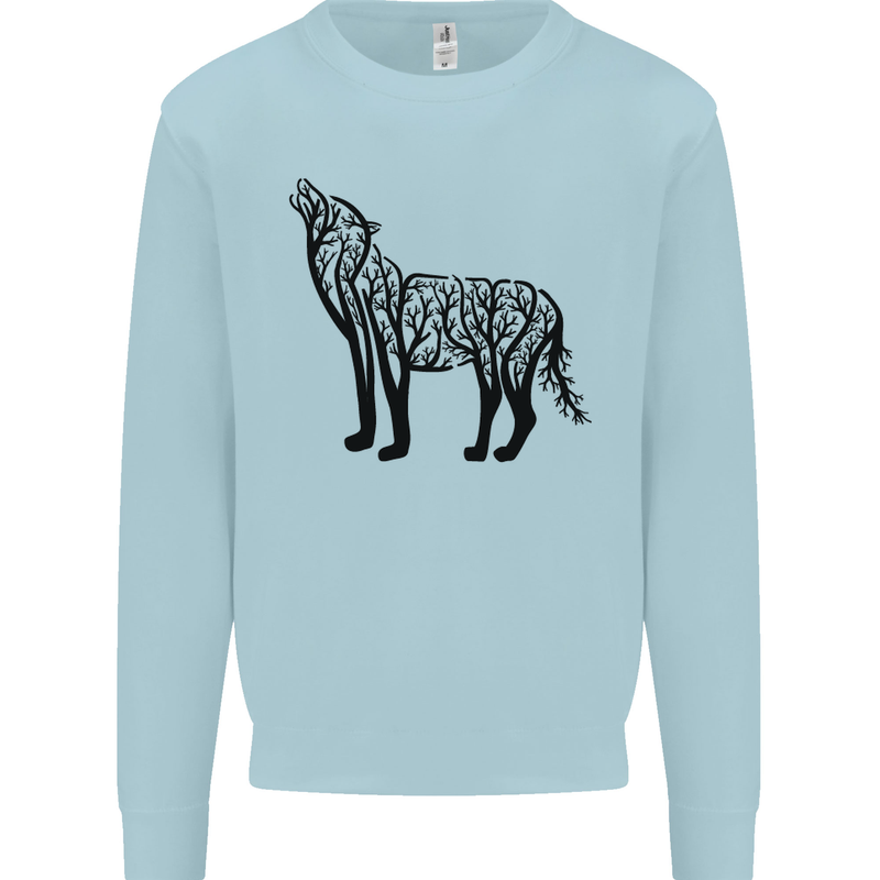 Wolf Tree Animal Ecology Kids Sweatshirt Jumper Light Blue