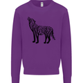 Wolf Tree Animal Ecology Kids Sweatshirt Jumper Purple