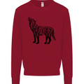 Wolf Tree Animal Ecology Kids Sweatshirt Jumper Red