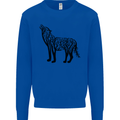 Wolf Tree Animal Ecology Kids Sweatshirt Jumper Royal Blue