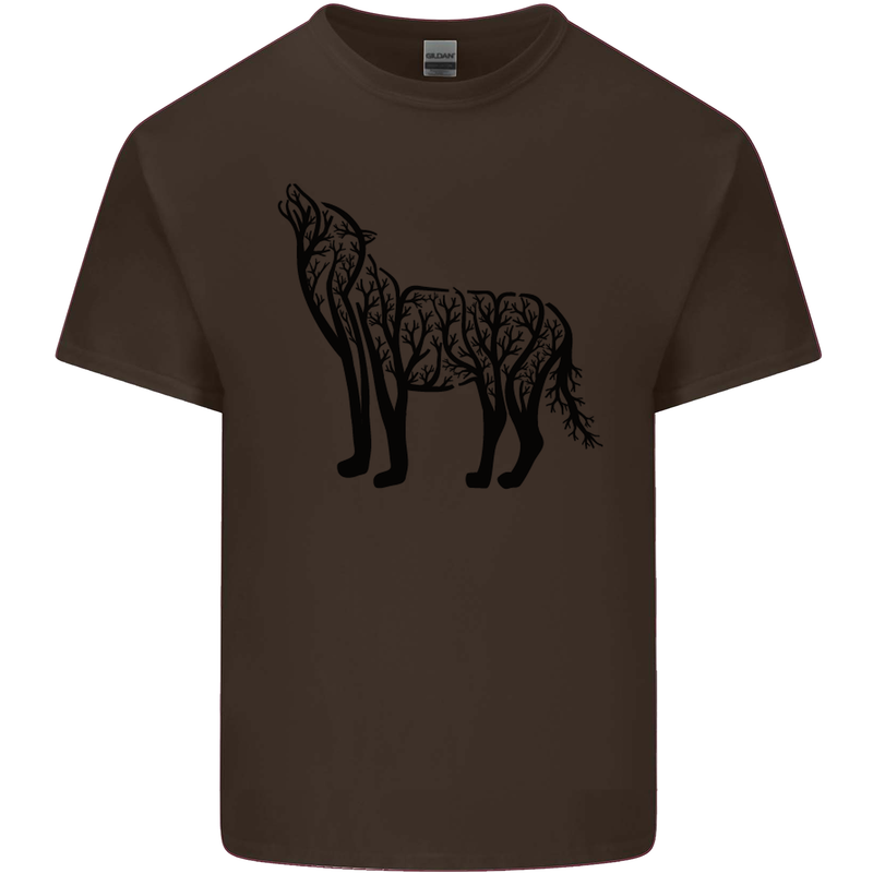 Wolf Tree Animal Ecology Kids T-Shirt Childrens Chocolate