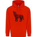 Wolf Tree Animal Ecology Mens 80% Cotton Hoodie Bright Red