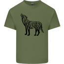 Wolf Tree Animal Ecology Mens Cotton T-Shirt Tee Top Military Green