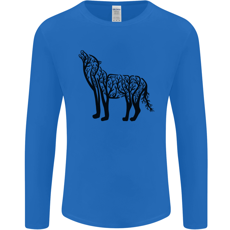 Wolf Tree Animal Ecology Mens Long Sleeve T-Shirt Royal Blue
