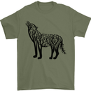Wolf Tree Animal Ecology Mens T-Shirt Cotton Gildan Military Green