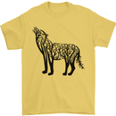 Wolf Tree Animal Ecology Mens T-Shirt Cotton Gildan Yellow