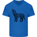 Wolf Tree Animal Ecology Mens V-Neck Cotton T-Shirt Royal Blue