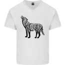 Wolf Tree Animal Ecology Mens V-Neck Cotton T-Shirt White