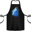 Wolf Watercolour Cotton Apron 100% Organic Black