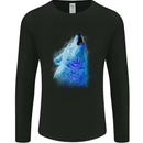 Wolf Watercolour Mens Long Sleeve T-Shirt Black