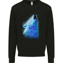 Wolf Watercolour Mens Sweatshirt Jumper Black