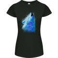 Wolf Watercolour Womens Petite Cut T-Shirt Black