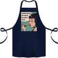 Woman Is Only Helpless Female Empowerment Cotton Apron 100% Organic Navy Blue
