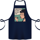 Woman Is Only Helpless Female Empowerment Cotton Apron 100% Organic Navy Blue