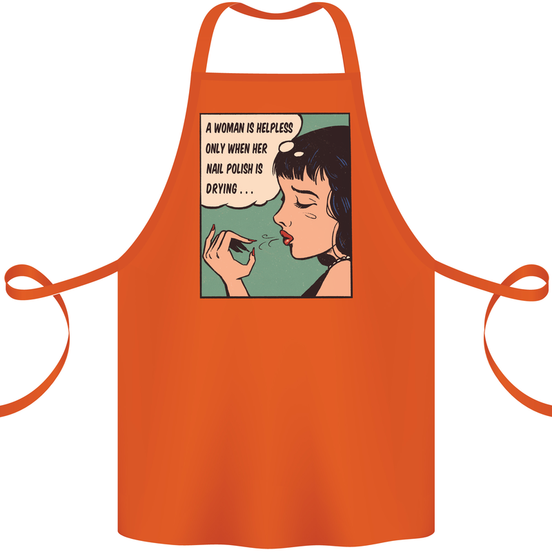 Woman Is Only Helpless Female Empowerment Cotton Apron 100% Organic Orange