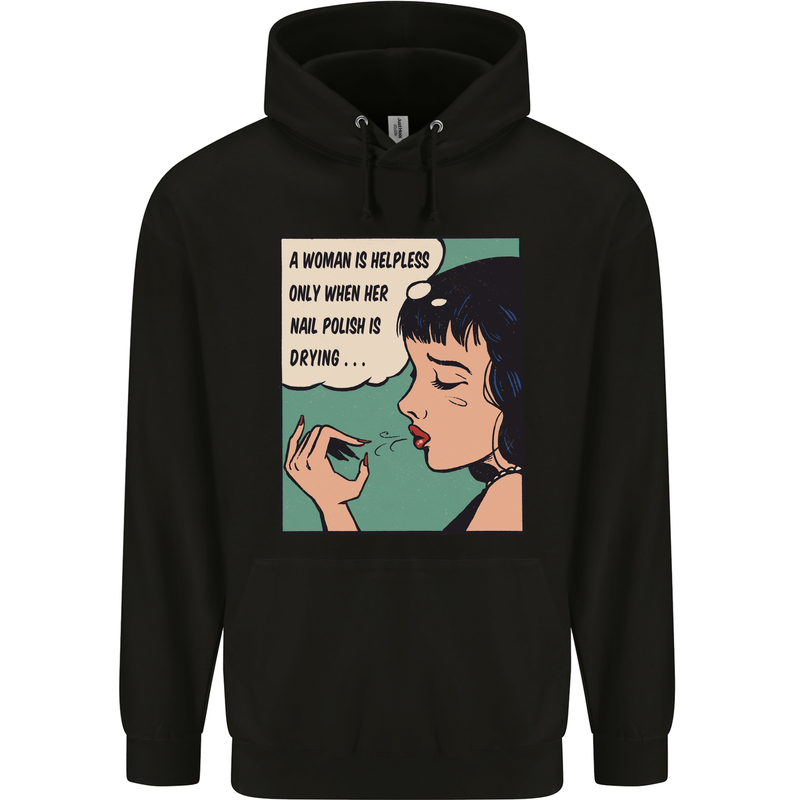 Woman Is Only Helpless Female Empowerment Mens 80% Cotton Hoodie Black