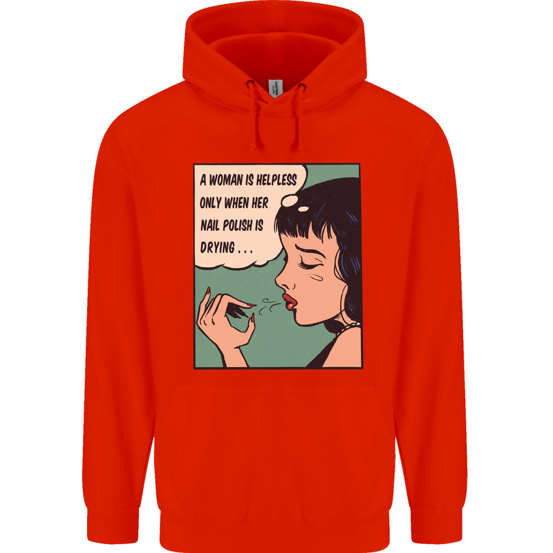 Woman Is Only Helpless Female Empowerment Mens 80% Cotton Hoodie Bright Red