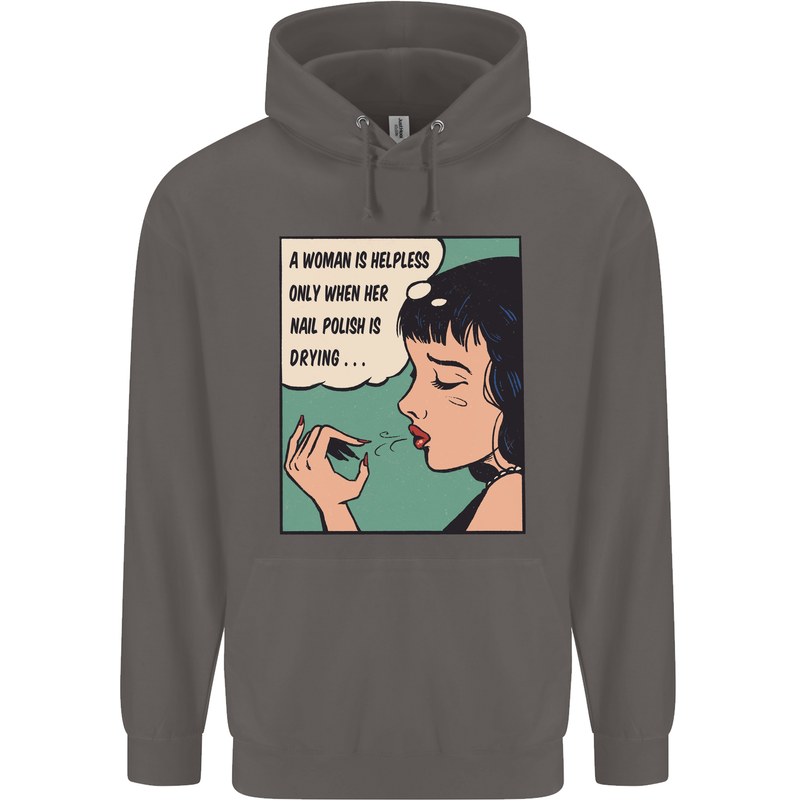 Woman Is Only Helpless Female Empowerment Mens 80% Cotton Hoodie Charcoal
