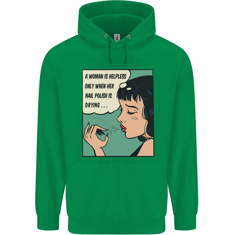 Woman Is Only Helpless Female Empowerment Mens 80% Cotton Hoodie Irish Green