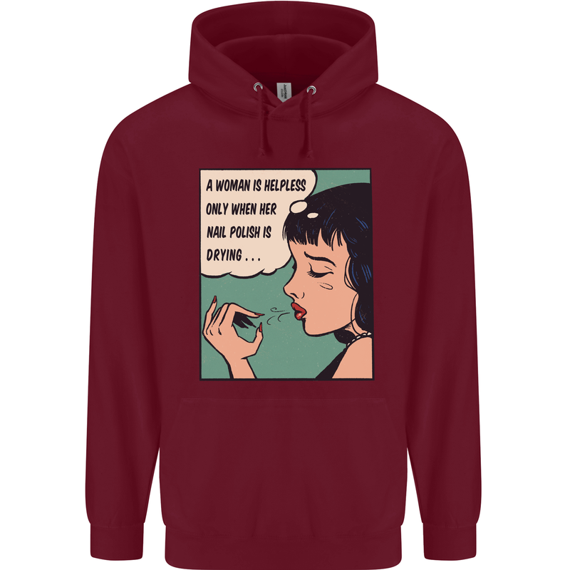 Woman Is Only Helpless Female Empowerment Mens 80% Cotton Hoodie Maroon