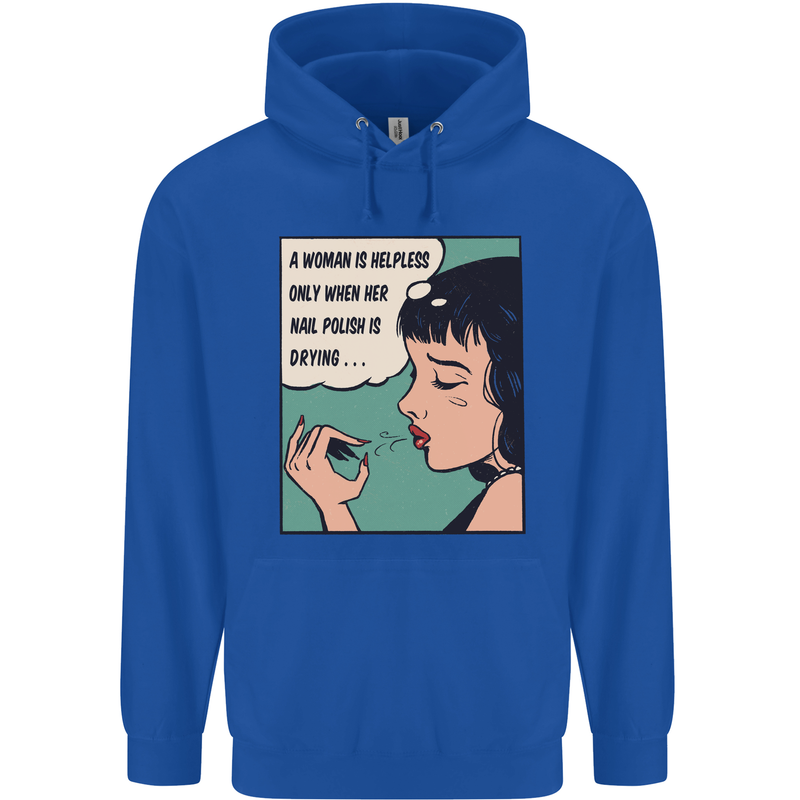 Woman Is Only Helpless Female Empowerment Mens 80% Cotton Hoodie Royal Blue