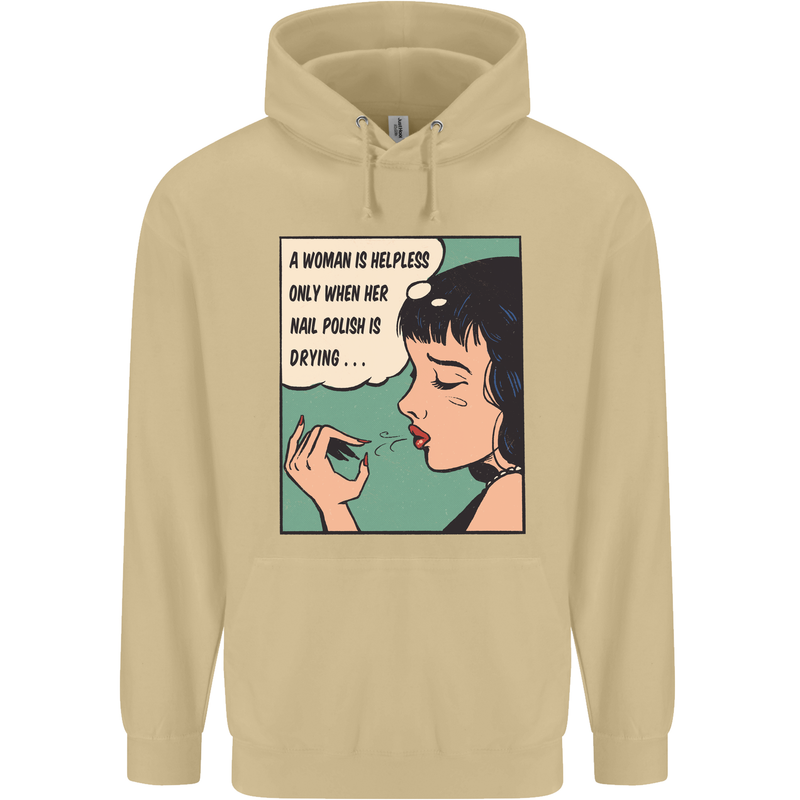 Woman Is Only Helpless Female Empowerment Mens 80% Cotton Hoodie Sand