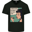 Woman Is Only Helpless Female Empowerment Mens V-Neck Cotton T-Shirt Black