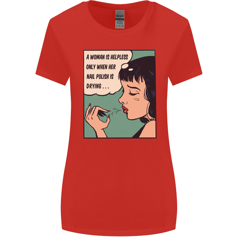 Woman Is Only Helpless Female Empowerment Womens Wider Cut T-Shirt Red