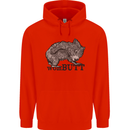 Wombutt Funny Wombat Mens 80% Cotton Hoodie Bright Red