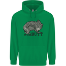 Wombutt Funny Wombat Mens 80% Cotton Hoodie Irish Green
