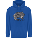 Wombutt Funny Wombat Mens 80% Cotton Hoodie Royal Blue