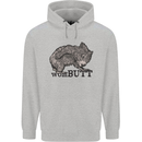 Wombutt Funny Wombat Mens 80% Cotton Hoodie Sports Grey