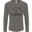 Wombutt Funny Wombat Mens Long Sleeve T-Shirt Charcoal