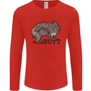 Wombutt Funny Wombat Mens Long Sleeve T-Shirt Red