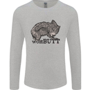 Wombutt Funny Wombat Mens Long Sleeve T-Shirt Sports Grey