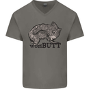 Wombutt Funny Wombat Mens V-Neck Cotton T-Shirt Charcoal