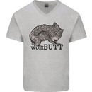 Wombutt Funny Wombat Mens V-Neck Cotton T-Shirt Sports Grey