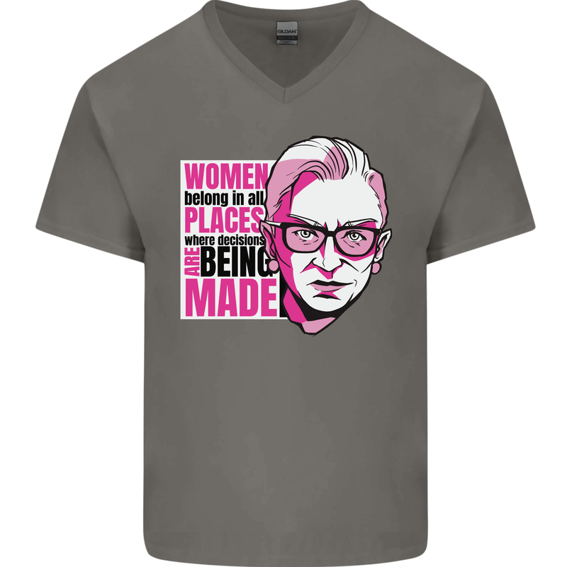Women Empowerment Feminism Feminist Mens V-Neck Cotton T-Shirt Charcoal