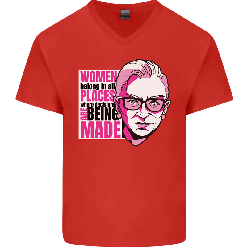 Women Empowerment Feminism Feminist Mens V-Neck Cotton T-Shirt Red