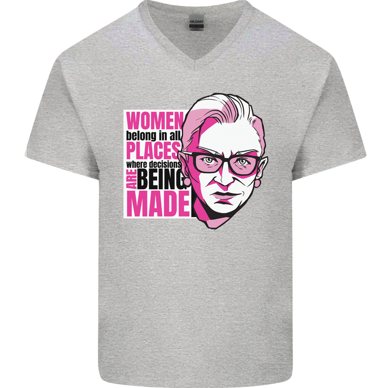Women Empowerment Feminism Feminist Mens V-Neck Cotton T-Shirt Sports Grey