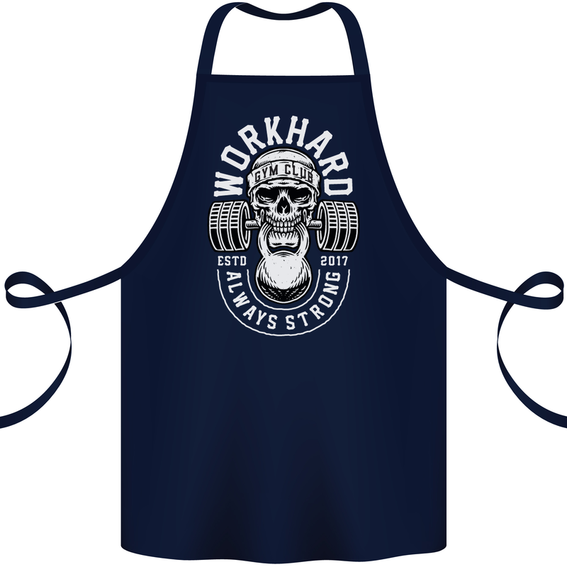 Work Hard Gym Training Top Workout Weights Cotton Apron 100% Organic Navy Blue