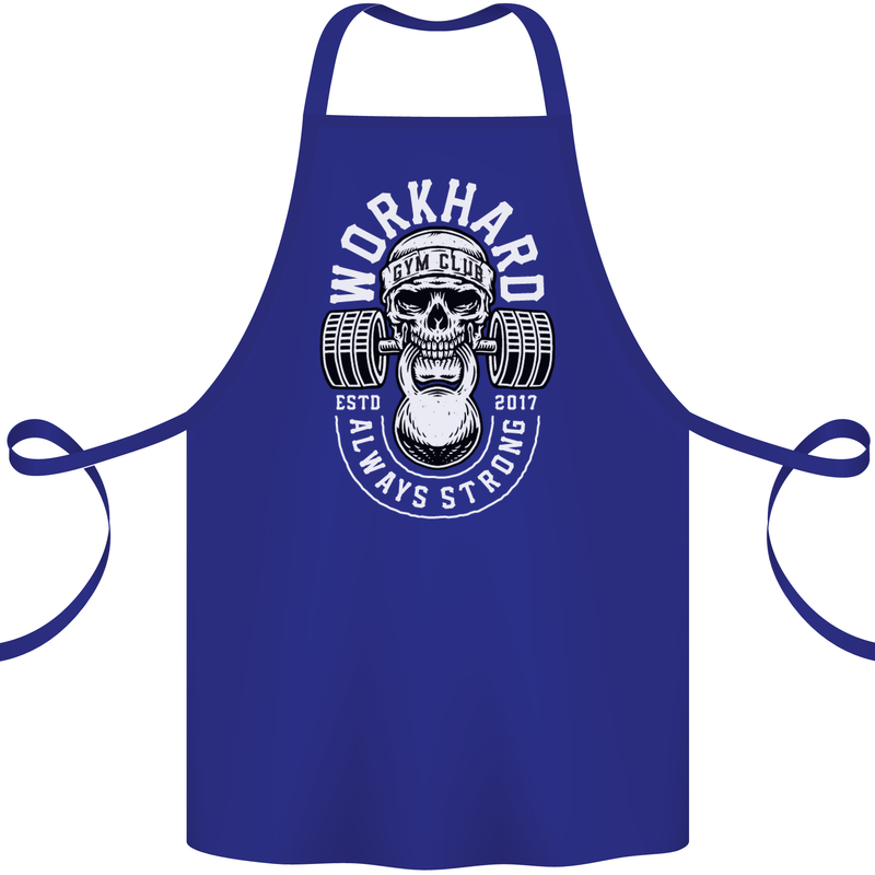 Work Hard Gym Training Top Workout Weights Cotton Apron 100% Organic Royal Blue