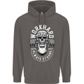 Work Hard Gym Training Top Workout Weights Mens 80% Cotton Hoodie Charcoal